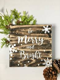 Wood Wall Art Merry And Bright Holiday Art Christmas Painting Festive Art Rustic Decor Rustic Christmas Signs Wood Christmas Paintings Christmas Diy Wood