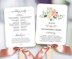 Peach Floral Wedding Program Fan Template Printable Fan Etsy In 2020 Wedding Fans Wedding Program Fans Floral Wedding Programs