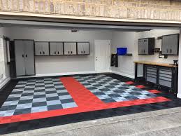 Choose a bold contrast between the tile and square color, such as blue and black, or a classic red and black combo. Garage Modular Flooring Tiles Graphic Image Flooring