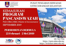 Mematuhi kriteria kemasukan ke ijazah sarjana muda (tahap 6,mqf) yang ditetapkan oleh kpm iaitu: Master In Business Administration Part Time Uitm Kota Bharu Kemasukan September 2019 Yuran Yang Kompetitif Pensyarah Yang Diiktiraf Dan Berpengalaman Suasana Pembelajaran Yang Kondusif Uitm Cawangan Kelantan Kampus Kota Bharu Uitmck