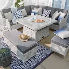 Ascot Curved Casual Lounge Dining Rattan Garden Furniture Set With Adjustable Ta Adj Rattan Garden Furniture Sets Rattan Garden Furniture Garden Furniture