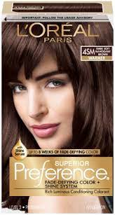 L Oreal Paris Superior Preference Fade Defying Color Shine System 4sm Dark Soft Mahogany Brown 1 Kit Loreal Hair Mahogany Brown Hair Lasting Hair Color