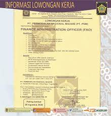 Asuransi jiwa, asuransi kecelakaan 7. Disnakertrans Lowongan Finance Administration Officer Fao Di Pt Pnm