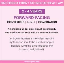 Children must remain in a rear facing car seat until they weigh 40 pounds or more or are at least 40 inches tall. California Car Seat Law 2021 By Age Height Weight