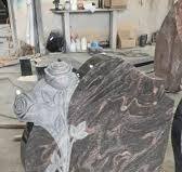 Carved Rose Upright Headstone Aurora Granite Tombstone, All the tombstone  models can be altered to another colour and material.Please freely contact  us for more details., monuments@daleistone.com, ...