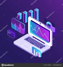 Finance Market Analysis Isometric 3d Charts On Business