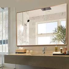 Amazon Com Modern Rectangular Bathroom Mirror Wall Mirror Gold Frame Vanity Mirror Contemporary Bathroom Mirrors Rectangular Bathroom Mirror Bathroom Mirror