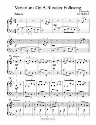 Free Piano Sheet Music Variations On A Russian Folksong Op 51 No 1 Kabalevsky Enjoy Piano Sheet Music Free Russian Folk Songs Piano Sheet Music