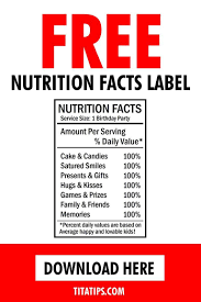 Free Birthday Nutrition Facts Label For Chip Bags Nutrition Facts Label Free Birthday Stuff Chip Bags