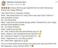 Ucapan ultah bahasa inggris dan artinya berikut dapat dipakai sebagai ucapan ulang tahun agar lebih keren, mungkin sahabat bisa mencoba ucapan selamat ulang tahun dalam bahasa inggris. Ramai Toko Kue Di Depok Tolak Tulis Ucapan Selamat Ulang Tahun Merdeka Com Line Today