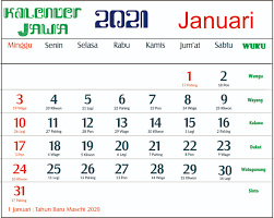 Kalender tahun 2021 lengkap dengan kalender jawa dan kalender hijriyah disertai dengan hari libur nasional dan hari pasaran jawa. Kalender 2021 Indonesia Jawa Lengkap 12 Bulan