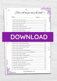 Funny bride and groom trivia questions. 100 Bridal Shower Game Questions Free Printables