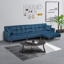 Smaller sectionals offer lots of comfy seating for small spaces, while larger ones are best for open floor plans. Sectional Sofa With Sleeper Segmart L Shaped Sectional Sofa Bed With Reversible Ottoman 2 Pillows Modern Fabric Bedroom Furniture Sleeper Sofa Couch With Metal Legs For Living Room Blue L5535 Walmart Com