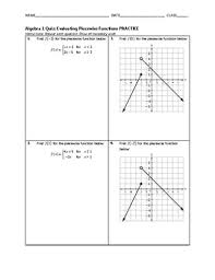In this limits activity, learners solve 4 short answer problems. Graphing Piecewise Functions Worksheet With Answers Nidecmege