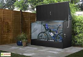 coffre de rangement metal velos anthracite 196x89x133 abri velo abri velo exterieur amenagement entree maison