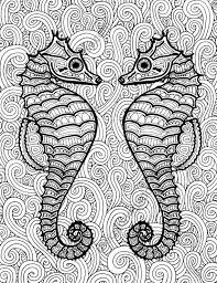 Seahorse adult antistress coloring page black and white. Pin On Coloring