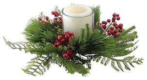 15 Traditional Pine And Red Berry Wreath Pillar Candle Holder Rustic Candleholders By Northlight Seasonal