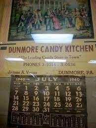 Dunmore Candy Kitchen Vintage 1940 Calendar Vintage Calendar Calendar Dunmore