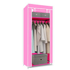 Wardrobe cabinet creates sleek storage space for hanging and folded clothes. Hst Mall Single Canvas Wardrobe Cupboard Clothes Hanging Rail Storage Clothes Storage Organiser 160cm X 69cm X 43cm Pink Buy Online In Saudi Arabia At Saudi Desertcart Com Productid 48816658