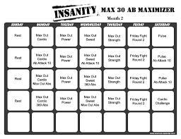 insanity max 30 workout calendar print a workout calendar