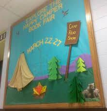 Mybookfair Scholasticbookfair Camping Book Fair Theme Camping Bulletin Board Idea Scholastic Book Fair Elementary School Library Camping Bulletin Boards