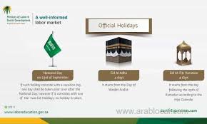 A day when almost everyone in a particular country does not have to go to work or school: Employee Rights On Personal Leaves And Official Public Holidays As Per Ministry Of Hr Saudi Arabia Arab Local