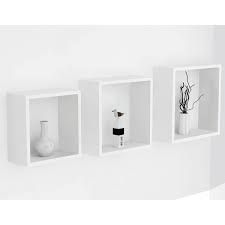 Long floating wall shelf with no visible wall brackets. Bergen White 3 Set Cube Floating Wall Shelf Set Home Store More