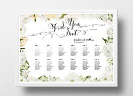 Wedding Seating Chart Poster Diy Editable Powerpoint Template Peony Floral White