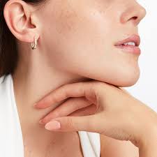 Diamond Hoop Earrings 1/4 Ct TW 10K Yellow Gold