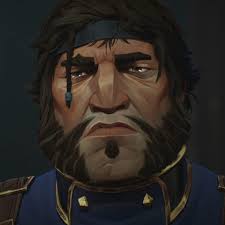 What is the style of the character's beard?