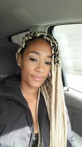 Black And Platinum Blonde Knotless Braids Platinum Box Braids Rubber Band Method Box Braids Hairstyles Hair Styles Blonde Box Braids