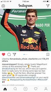 I heard everywhere that 'the sister of leclerc' is driving very well. Verstappen S Instagram Post Formula1