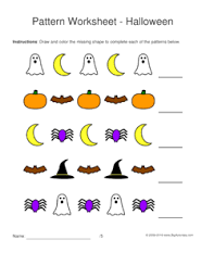 Halloween Pattern Worksheets For Kids 1 2 Pattern Draw And Color The Missing Shape To Complete The Pattern Pattern Worksheet Pattern Worksheets For Kids