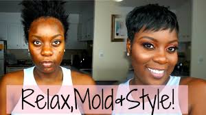 For short styles in particular, cutting the back of your own hair is nearly impossible, so focus on the bang area and speaking of shrinkage, you should also avoid pulling at or stretching the hair while you cut it, because that may also give you. Relaxer Mold Style At Home Beginner Friendly Short Hair Tutorial Youtube Short Hair Styles Hair Tutorial Short Hair Tutorial