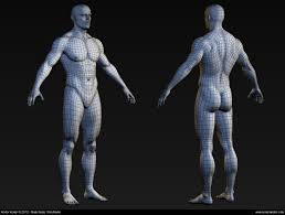 Male Body High Polygon Mesh Wireframe In Maya Male Body Zbrush Character Modeling