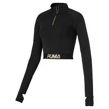 Tee shirt de la marque kaporal femme manches longues babel noir , inscription au dos. Image 1 Of Women S Cropped Long Sleeve In Puma Black Puma Outfit Cool Outfits Cute Casual Outfits