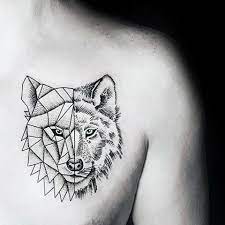 Mandala wolf head tattoo design. Abstract Wolf Head Tattoo On Man Front Shoulder