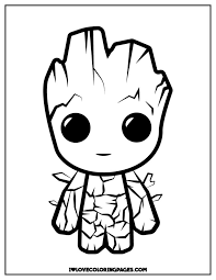 Kawaii is japanese for tiny, cute and cuddly. Baby Groot Coloring Pages Ilovecoloringpages Com