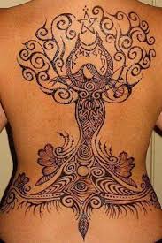 Mother Goddess Tree Of Life Crescent Moon Pentacle Henna Tattoo Back Pagan Tattoo Henna Tattoo Designs