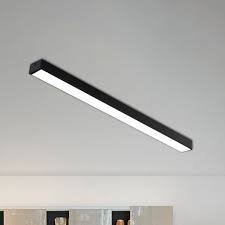 Linear Flush Mount Ceiling Lamp Contemporary Aluminum Black Led Light Fixture For Kitchen 35 5 Wide Led Light Fixtures Kitchen Lighting Fixtures Ceiling Lamp