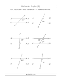 Co Interior Angle Relationships A Geometry Worksheet Geometry Worksheets Angle Relationships Triangle Inequality