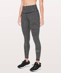 Black And White Striped Tights Outfit Lululemon Women S Wunder Under High Rise Legging 28 Luxtreme Parallel Stripe Black White S Pants For Women Black And White Leggings Lululemon Leggings Black