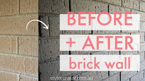 Tape off the ground or other surfaces surrounding the block wall along the base and edges of the wall so paint doesn't drip onto. Internal Brick Wall Before And After How To Paint A Brick Wall Youtube