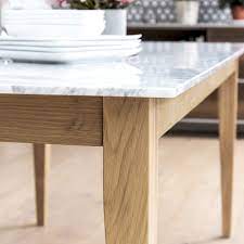 1 8m Oak Dining Table With White Carrara Marble Top Grosvenor Furniture Oak Dining Table Dining Table Marble Top Dining Table