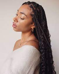 40 Knotless Braid Styles For 2021 Jumbo Lose Braid More Thrivenaija Box Braids Styling Box Braids Hairstyles Natural Hair Braids