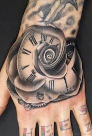 47 Excellent Clock Tattoos For Hand Hand Tattoos For Guys Rose Tattoos For Men Watch Tattoos