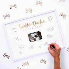 I'm hosting a shower for my bff this weekend and i was thinking about just skipping this. Baby Scan Frame Baby Shower Guest Book Alternative Ginger Ray