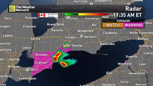 Huge tornado rips through barrie, ontario a possible tornado ripped through barrie, ontario leaving a trail of destruction in its wake. The Weather Network On Twitter Tornado Warning In Effect For Southwestern Ontario Windsor Essex Chatham Kent And Elgin An Eyewitness Reported A Funnel Cloud Sighting South Of The 401 Updates Will Be Posted