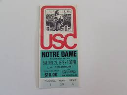 Usc Ticket Stub Vintage Usc Trojans Vs Notre Dame Ticket