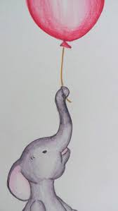 Elephant Nursery Art Cute Baby Elephant Floating With Red Balloon Nursery Decor Print Original Ill Elephant Nursery Art Baby Animal Art Nursery Decor Prints